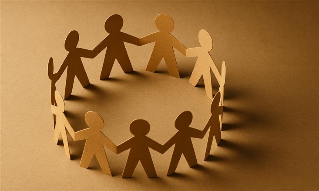 Paper cut-out friendship circle