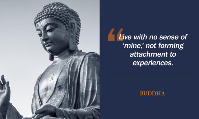 Statue of Buddha with quote